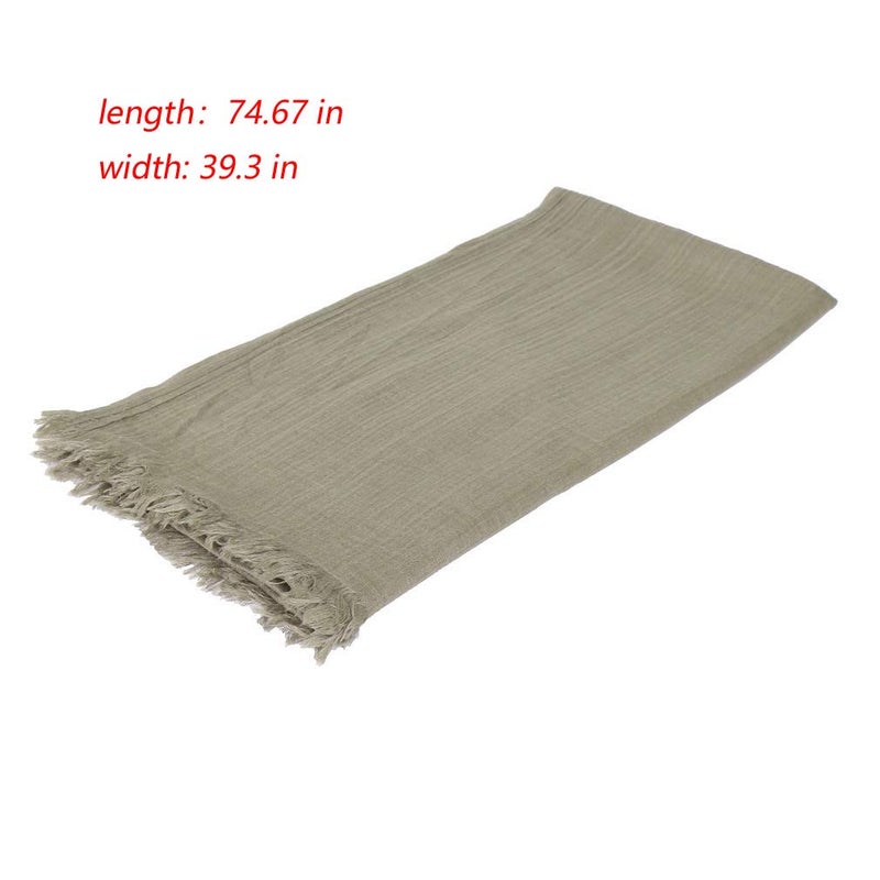 LMVERNA Lightweight Fashion Long Scarf Line Cotton Comfortable Wrap Shawl Plain Color with Fringed Edges (Khaki) - Image 5